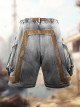 Summer Meteorite Gray Washed Distressed Denim Stitching Leather Three-Dimensional Double-Layer Pocket Cyberpunk Short Pants