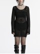 Sexy Black Hollow Knit Design Punk Style Cool Skull Pattern Slim Fit Long Trumpet Sleeves Dress