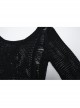 Sexy Black Hollow Knit Design Punk Style Cool Skull Pattern Slim Fit Long Trumpet Sleeves Dress