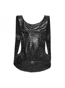 Cool Black Skull Pattern Gem Rivet Decoration PU Leather Doomsday Gothic Style Backpack