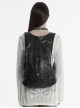 Cool Black Skull Pattern Gem Rivet Decoration PU Leather Doomsday Gothic Style Backpack