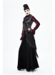 Pleated Velvet High Collar Small Lantern Sleeve Lace Cuff Wine Red Gothic Blouse