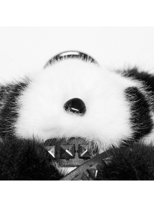 Cool Metal Rivet Leather Buckle Decoration Punk Style Cute Panda Doll Pendant