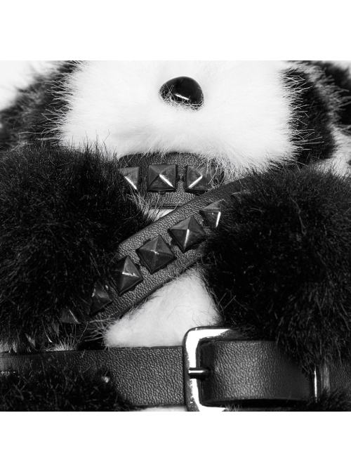 Cool Metal Rivet Leather Buckle Decoration Punk Style Cute Panda Doll Pendant