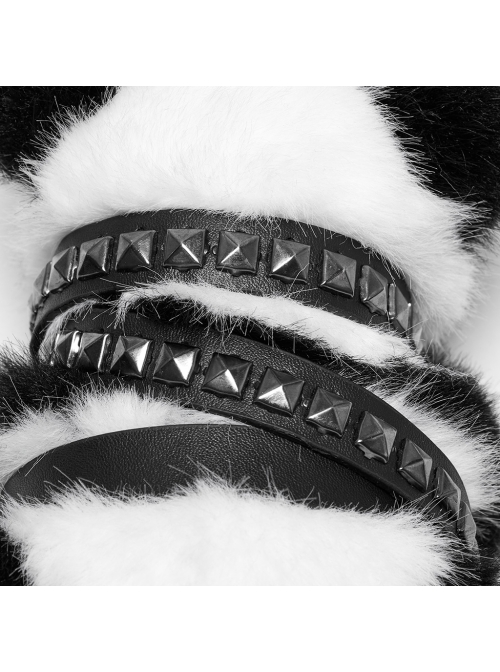 Cool Metal Rivet Leather Buckle Decoration Punk Style Cute Panda Doll Pendant