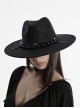 Elegant Black Imitation Woolen Cloth Exquisite Beaded Decoration Personalized Metal Cross Retro Gothic Style Hat