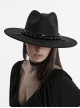 Elegant Black Imitation Woolen Cloth Exquisite Beaded Decoration Personalized Metal Cross Retro Gothic Style Hat