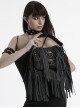 Cool Black Textured PU Leather Metal Rivet Skull Decoration Unique Tassel Design Punk Style Bag