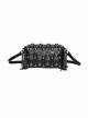 Dark Unique Black Metal Three Dimensional Rose Decoration Chain Rivet Embellish Gothic Style Crossbody Bag