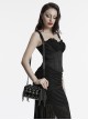 Dark Unique Black Metal Three Dimensional Rose Decoration Chain Rivet Embellish Gothic Style Crossbody Bag
