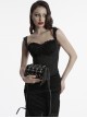 Dark Unique Black Metal Three Dimensional Rose Decoration Chain Rivet Embellish Gothic Style Crossbody Bag