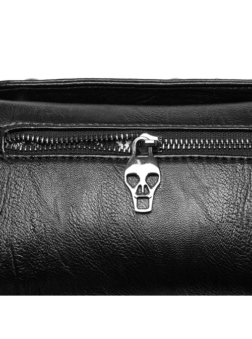 Dark Unique Black Metal Three Dimensional Rose Decoration Chain Rivet Embellish Gothic Style Crossbody Bag