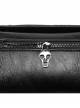 Dark Unique Black Metal Three Dimensional Rose Decoration Chain Rivet Embellish Gothic Style Crossbody Bag