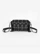 Dark Unique Black Metal Three Dimensional Rose Decoration Chain Rivet Embellish Gothic Style Crossbody Bag