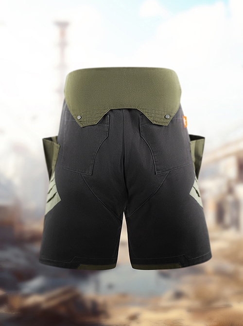 Summer Loose Drop Crotch Multi-Pocket Back Waist Mecha Piece Design Irregular Trouser Legs Cyberpunk Six-Point Pants