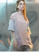 Summer Street Loose Multi-Layer Shoulder Armor Design Mesh Pockets Color Matching Cyberpunk Short Sleeves T-Shirt