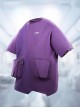 Summer Neon Purple Street Loose Double-Layer Three-Dimensional Pockets Asymmetric Structure Cyberpunk Short Sleeves T-Shirt