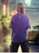 Summer Neon Purple Street Loose Double-Layer Three-Dimensional Pockets Asymmetric Structure Cyberpunk Short Sleeves T-Shirt