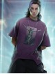 Smart Machine Rebirth J-Type Washed Gradient Discharge Printing Loose Cyberpunk Short Sleeves T-Shirt