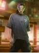 Summer Street Loose Washed Gradient Irregular Hem Cyberpunk Short Sleeves T-Shirt