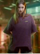 Summer Street Loose Washed Gradient Irregular Hem Cyberpunk Short Sleeves T-Shirt