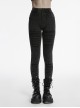 Doomsday Black Fake Hole Knitted Design Unique Distressed Stretch Steampunk Style Slim Jeans