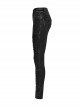 Doomsday Black Fake Hole Knitted Design Unique Distressed Stretch Steampunk Style Slim Jeans
