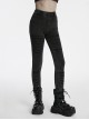 Doomsday Black Fake Hole Knitted Design Unique Distressed Stretch Steampunk Style Slim Jeans