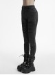 Doomsday Black Fake Hole Knitted Design Unique Distressed Stretch Steampunk Style Slim Jeans