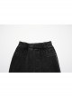 Doomsday Black Fake Hole Knitted Design Unique Distressed Stretch Steampunk Style Slim Jeans