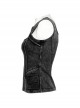 Sexy Black Irregular Stitching Design Chest Hollow Doomsday Steampunk Style Denim Vest