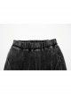 Doomsday Wasteland Black Retro Distressed Ruffled Fishtail Hem Steampunk Style Tight Flared Pants