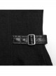 Black Cool Metal Buckle Leather Patchwork Design Back Cross Straps Steampunk Style Tight Vest