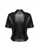 Handsome Black Military Style Belt Design Metal Buckle Decoration Steampunk Style Short Sleeves Shirt