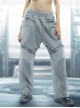 Ghost Hacker Autumn Winter Street Casual High Waist Loose Splicing Deconstruction Both Sides Metal Buckle Cyberpunk Cargo Trousers