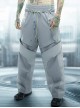 Ghost Hacker Autumn Winter Street Casual High Waist Loose Splicing Deconstruction Both Sides Metal Buckle Cyberpunk Cargo Trousers