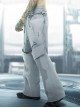 Ghost Hacker Autumn Winter Street Casual High Waist Loose Splicing Deconstruction Both Sides Metal Buckle Cyberpunk Cargo Trousers