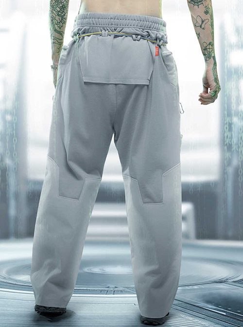 Ghost Hacker Autumn Winter Street Casual High Waist Loose Splicing Deconstruction Both Sides Metal Buckle Cyberpunk Cargo Trousers