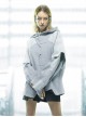 Ghost Hacker Autumn Winter Street Loose Half-Open Collar Double-Layer Sleeves Hooded Cyberpunk Long Sleeves Hoodie