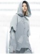 Ghost Hacker Autumn Winter Street Loose Half-Open Collar Double-Layer Sleeves Hooded Cyberpunk Long Sleeves Hoodie
