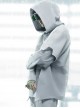 Ghost Hacker Autumn Winter Street Loose Half-Open Collar Double-Layer Sleeves Hooded Cyberpunk Long Sleeves Hoodie