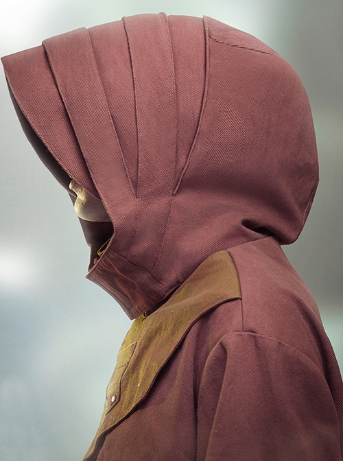 Motorized Cowboy Sunset Scarlet Wilderness Functional Style Multi-Pleated Hood Cyberpunk Long Hooded Windbreaker