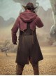 Motorized Cowboy Sunset Scarlet Wilderness Functional Style Multi-Pleated Hood Cyberpunk Long Hooded Windbreaker