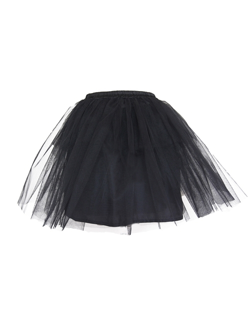 Black Multilayer Hard Mesh Waisted Elastic Rubber String Gothic Bustle