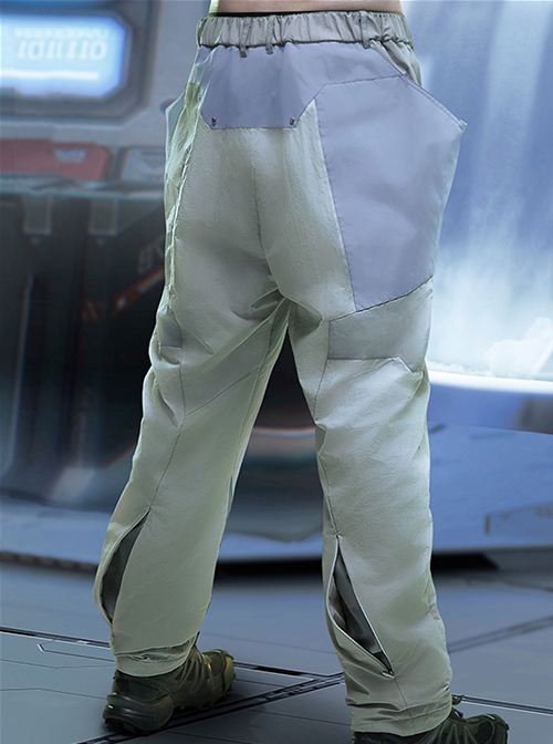 Chinese Style Winter Mecha Street Contrast Color Plus Velvet Thickened Waterproof Cyberpunk Ski Trousers
