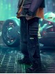 Functional Style Street Loose Mecha High Waist Dropped Crotch Style Cyberpunk Denim Trousers