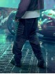 Functional Style Street Loose Mecha High Waist Dropped Crotch Style Cyberpunk Denim Trousers