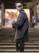 Japanese Style Functional Armor Purple Black Stitching Washed Craft Detachable Collar Cyberpunk Denim Taoist Robe