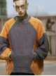 Autumn Winter Street Loose Round Neck Pullover Color Matching Splicing Cyberpunk Long Sleeves Sweater