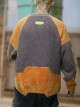 Autumn Winter Street Loose Round Neck Pullover Color Matching Splicing Cyberpunk Long Sleeves Sweater
